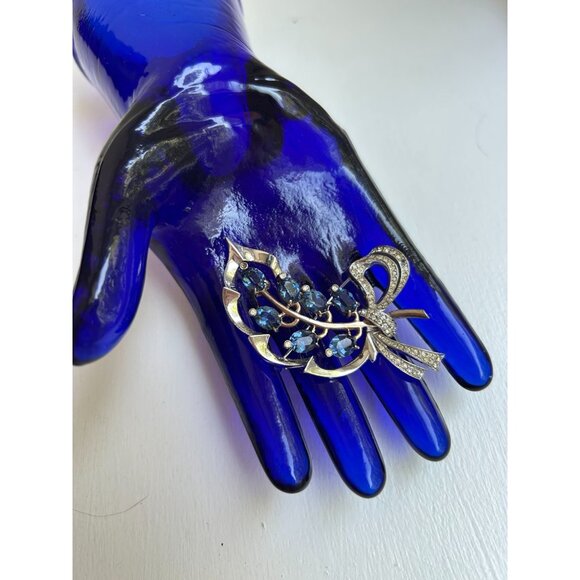 Flower Bouquet Rhinestone DEWEES 1930s RARE Vintage Signed Sterling Dewees - Picture 5 of 10